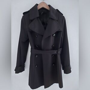 Zara Stylish Brown Double-Breasted Trench Coat size medium